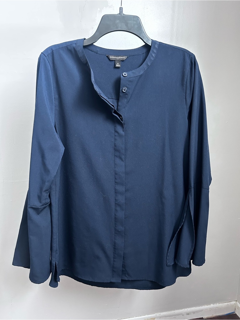 Banana Republic Navy Blue Bell Sleeve Blouse Size Medium